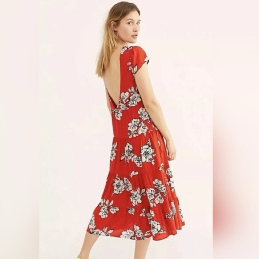 Free People Red Floral Backless Dress